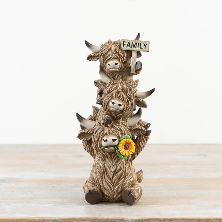 Trio af Highland-køer Familieplakette Ornament, 32,5 cm for engroshandel hos Gainsborough Giftware x Portland Living