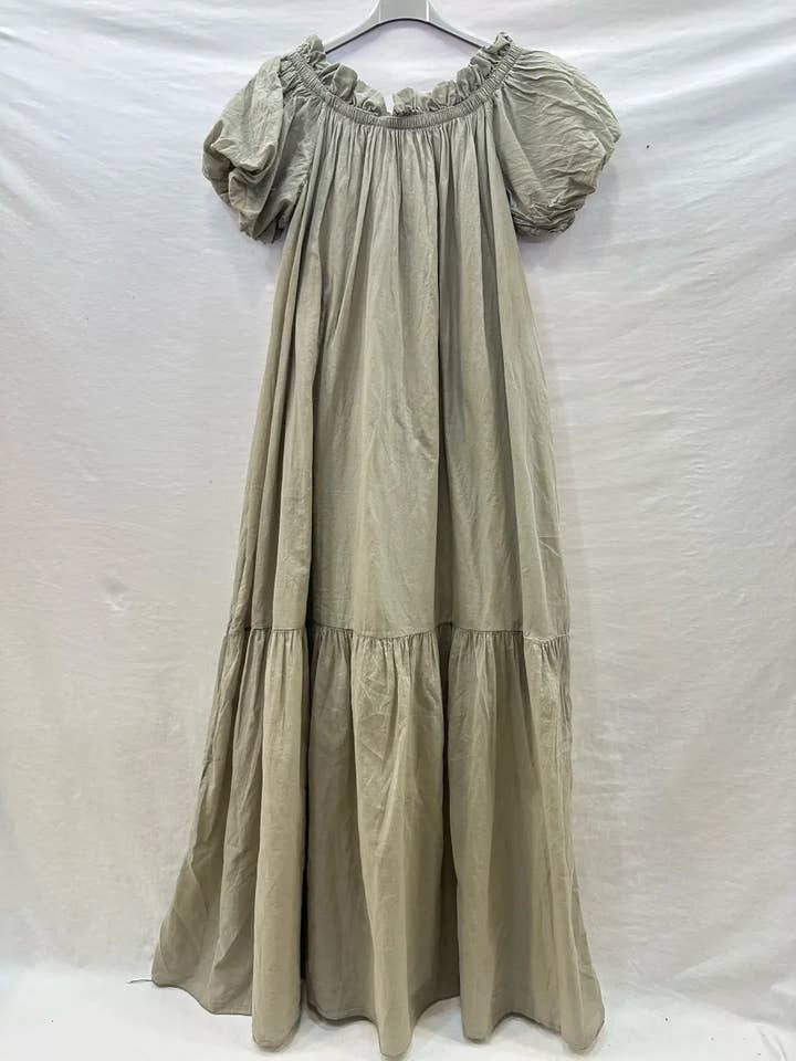 Mimi & Gogo - Wholesale Jurk - Dames - Lange Jurk van Katoenen Voile met Volants @27043_RLDouble3