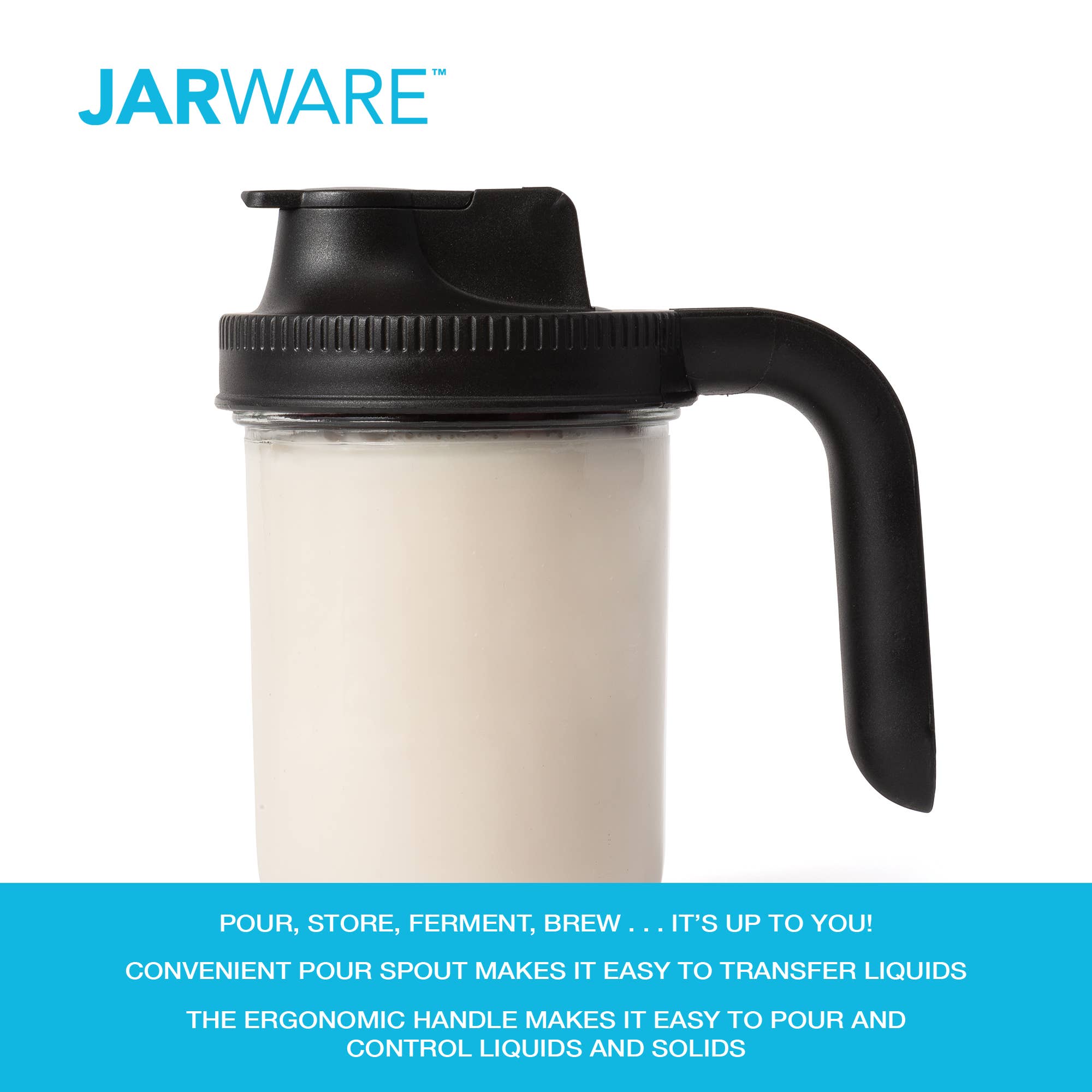 Fox Run Brands - Wholesale Kitchen Tool/Gadget - Jarware Black Spout Lid for Wide Mouth Mason Jar7