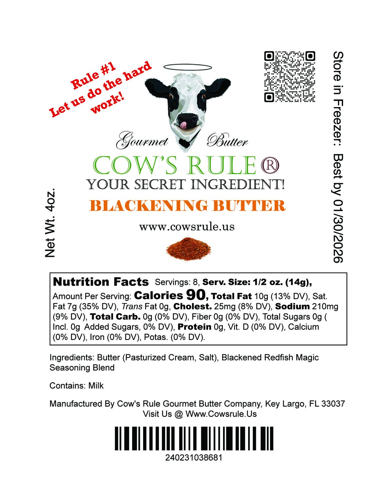 Cow's Rule Gourmet Butter Company - Vendita all'ingrosso Burro - Burro composto nero 4 oz.2