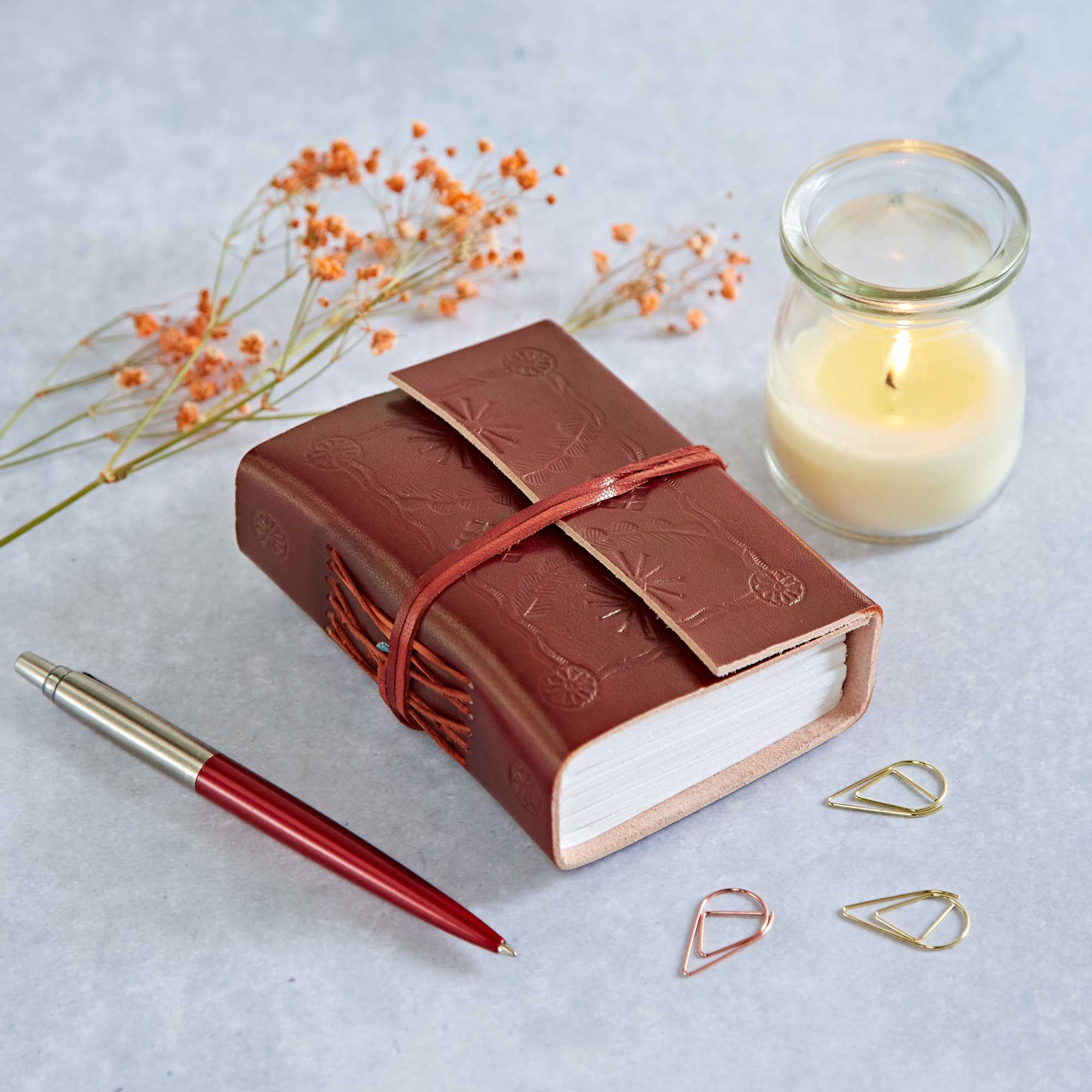 The Paper High Gift Company Limited - Wholesale Notebook - Handmade Mini Distressed Embossed Leather Journal Notebook5