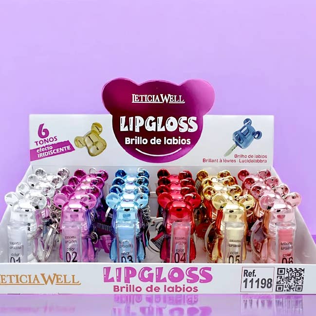 KIDDY-MOOV - Wholesale Lip Gloss - 24 Lipgloss Keychain Metallic Bear – Leticia Well0
