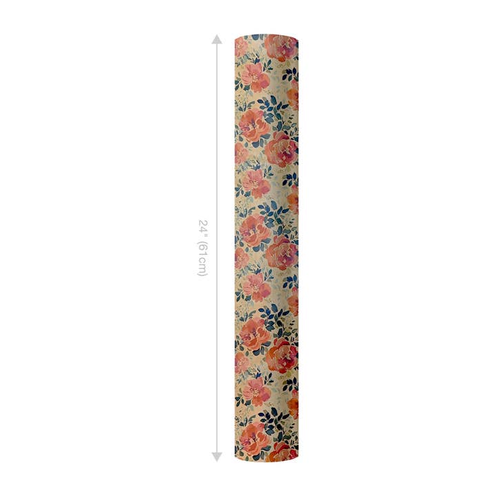 LA Ribbons Wholesale - Wholesale Wrapping paper roll - 24" x 417' Wrapping Paper Half Ream | Kraft Pink Floral
1