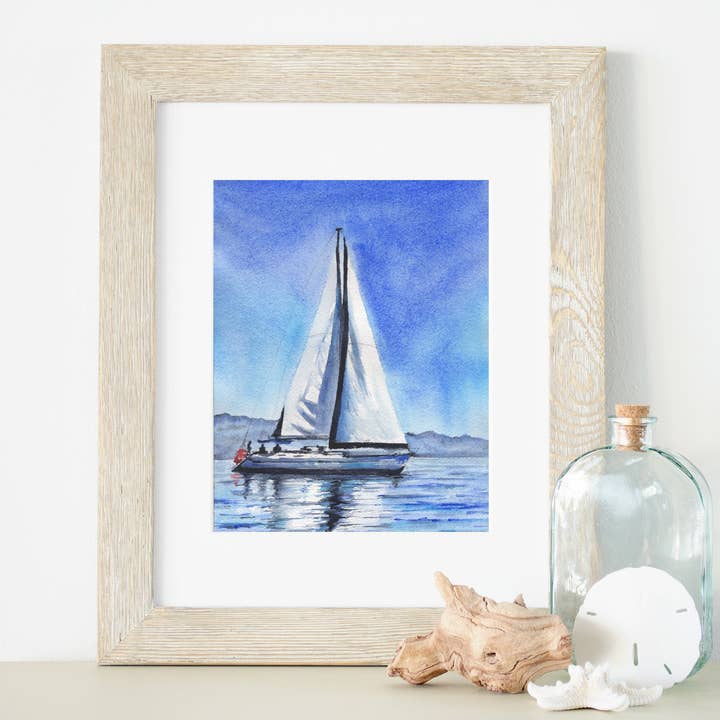 Sailing Blue Waters 8x10 or 5x7 in. Fine Art Print for wholesale by ALR Designs
