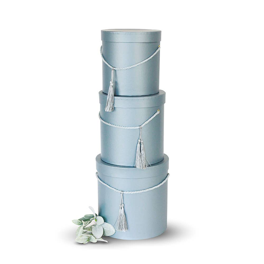 UNIKPACKAGING – wholesale Gift box – Set of 3 Round Flower/Gift Boxes with Tassel Detail24