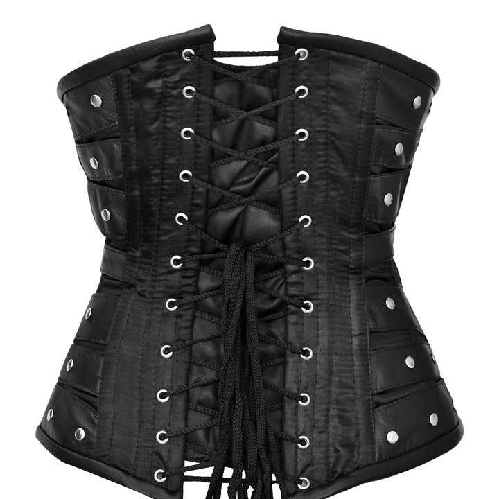 Women Black Underbust Corset Top- Steel Boned Lacing Corset for wholesale on Faire