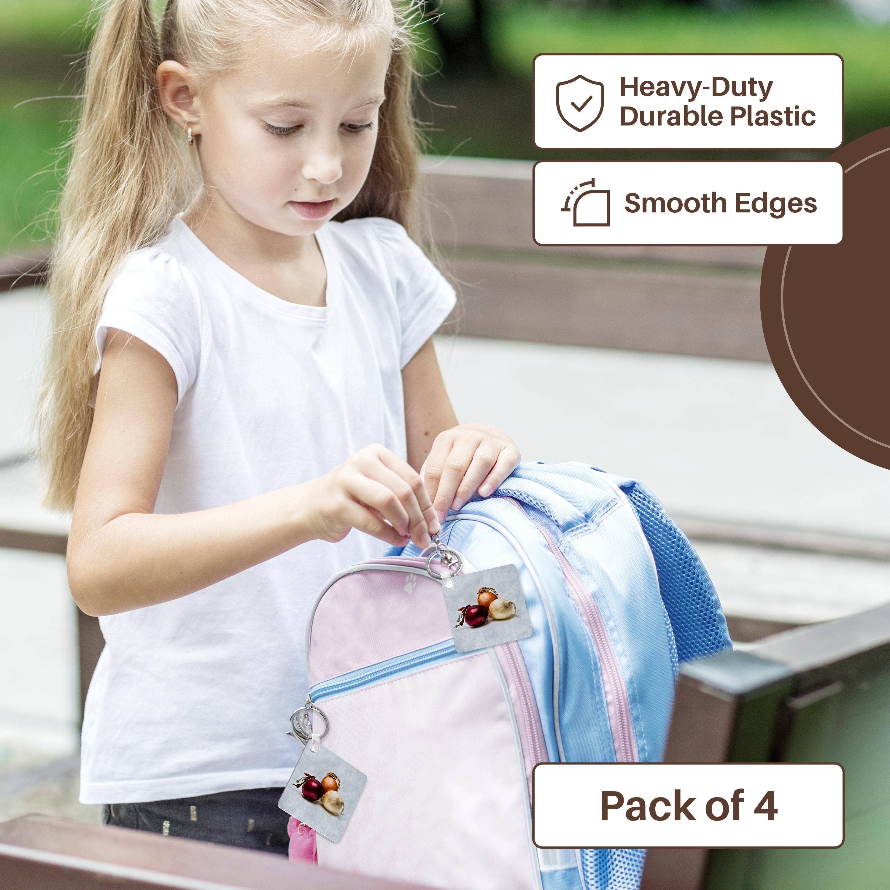 3dRose – wholesale Keychain – Unisex – 3dRose, White, red, brown onions, silver color background, Key Chain3