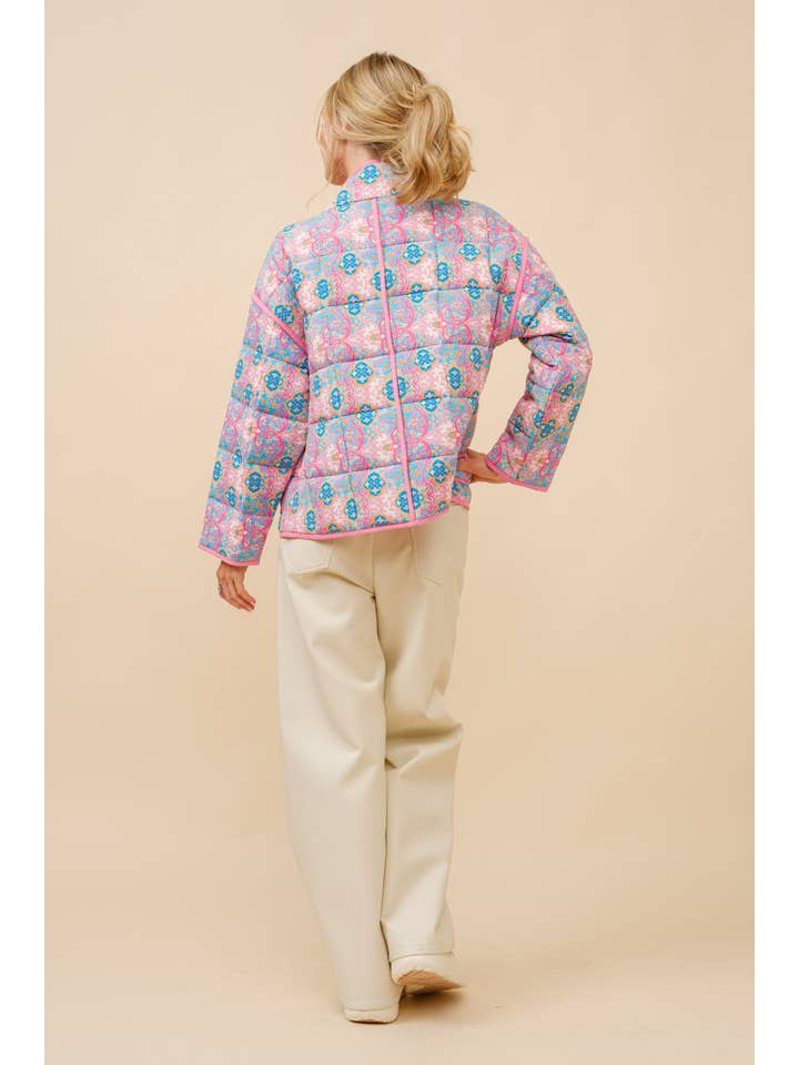 ROSA BLAU Blue B Wende-Steppjacke aus Rayon Challis mit floralem Muster für den Großhandel auf Faire4