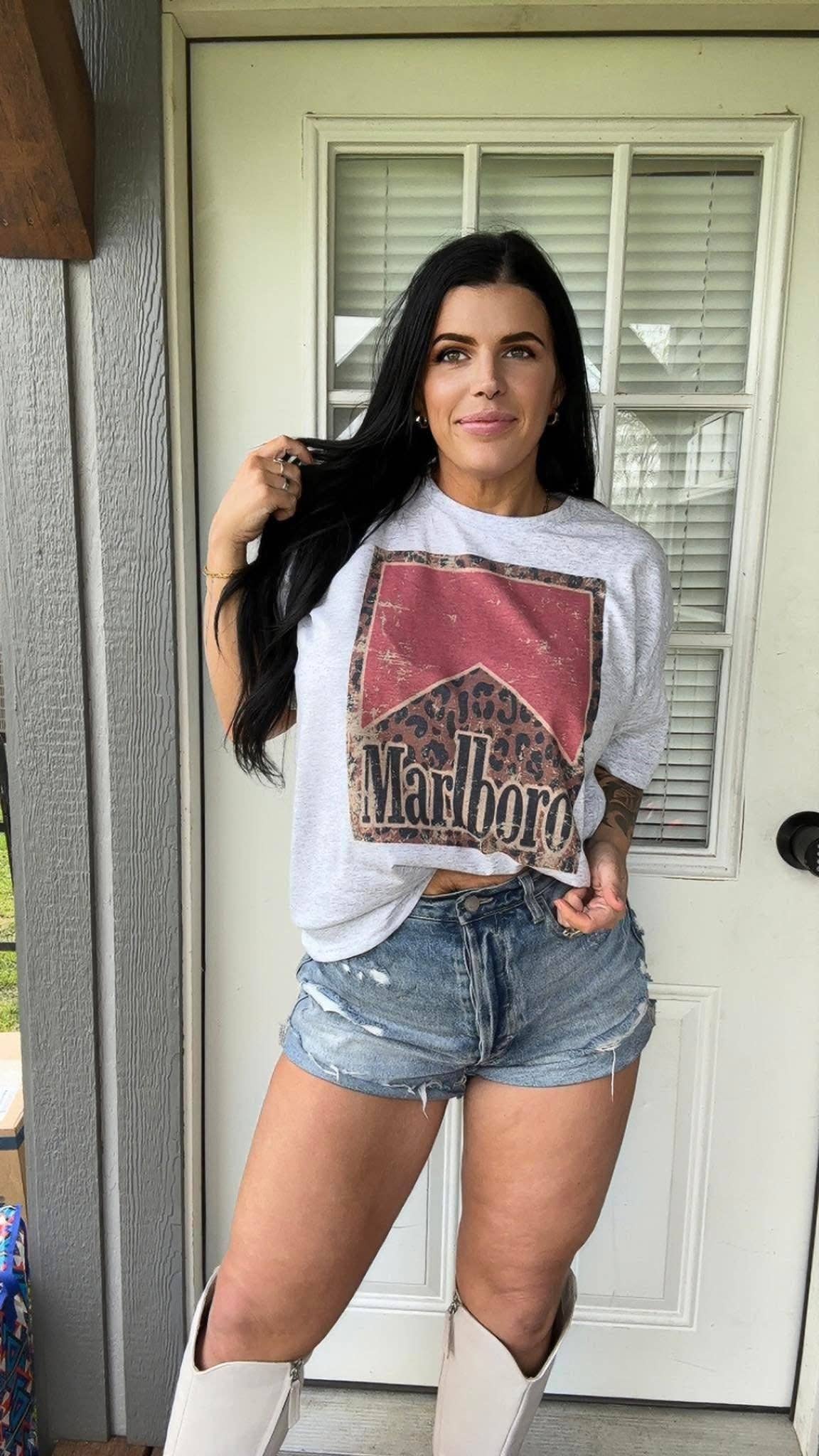 Sugar & Velvet Collective Wholesale - Wholesale T-Shirt (Graphic) - Women's - Marlboro leopard pack tee
