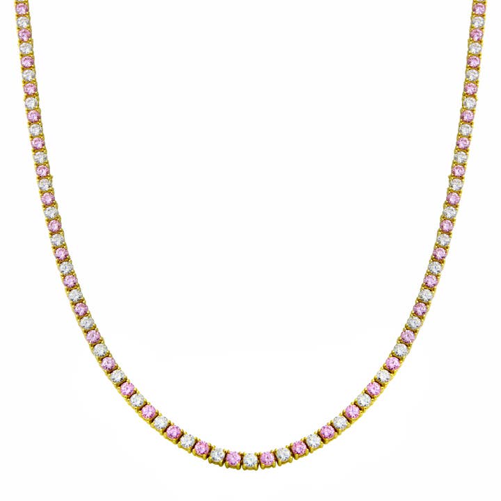 Pink Diamond Tennis Necklace for wholesale by JTG Jewelry