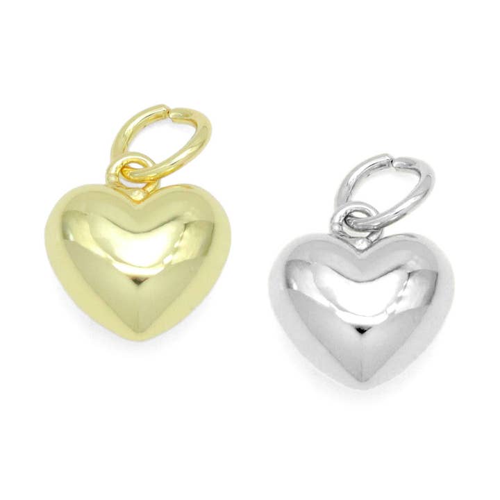BestBeads&Beyond - Wholesale Individual Charm/Pendant - Cute Puffy Gold 3D Heart Shape Charm Pendant, Sku#LD6550