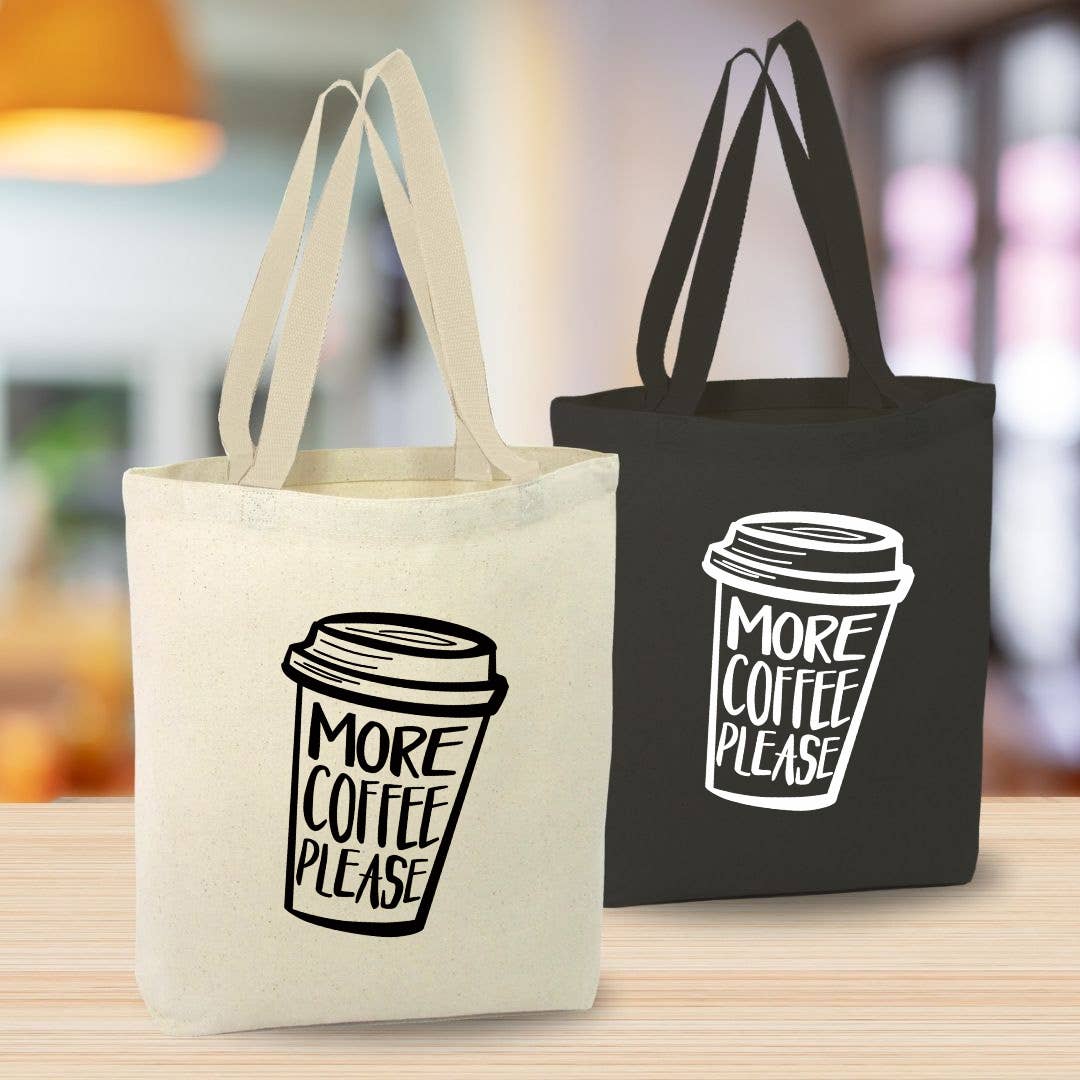 Anna B. Shop - Vente Tote bag – unisexe - Sac fourre-tout en toile More Coffee Please, personnalisé3