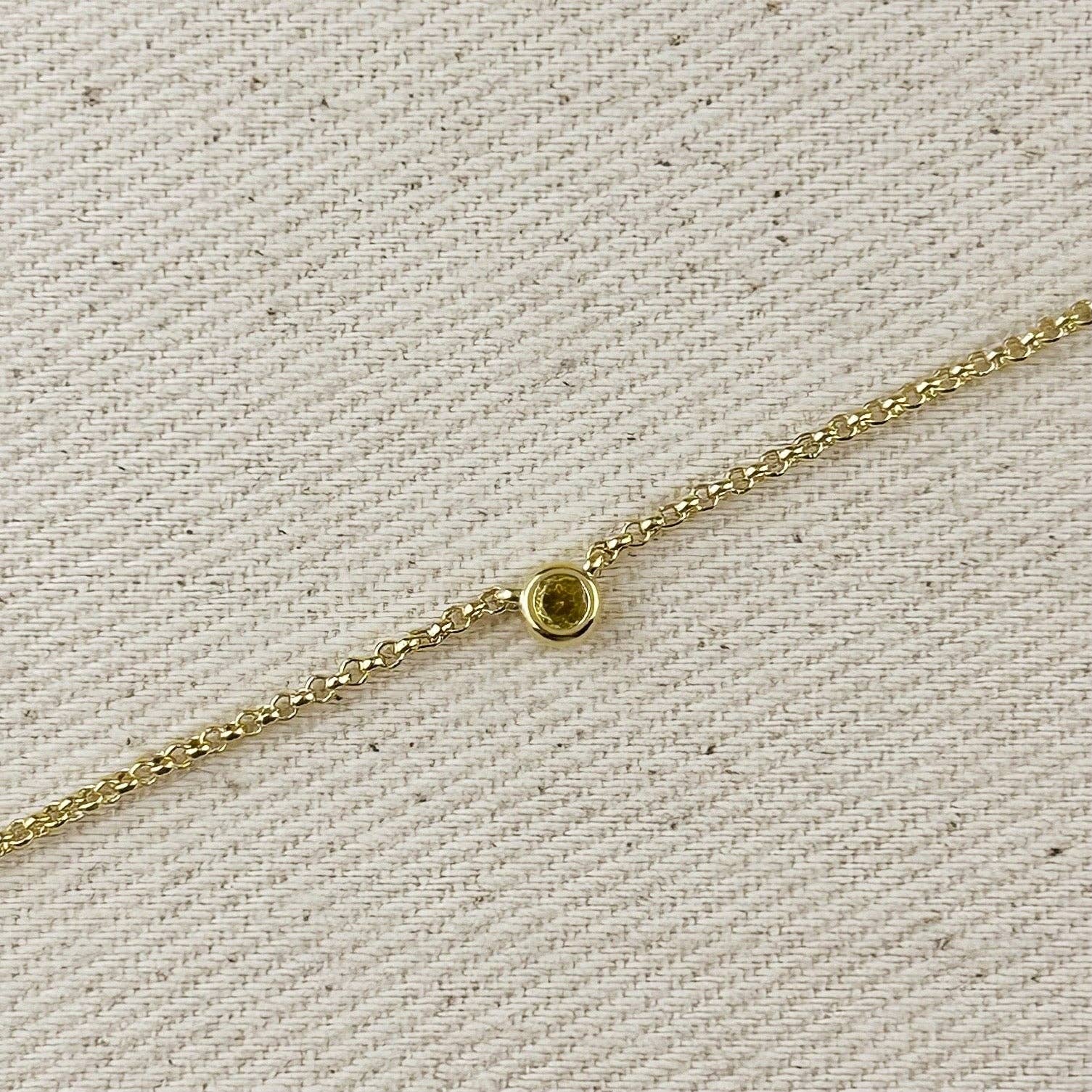 GoldFi - Wholesale Pendant/Charm Necklace - 18k Gold Filled Dainty Bezel CZ Birthstone Necklace10