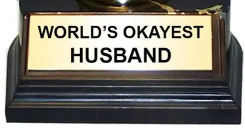 AAHS Enterprises - Wholesale Decorative Figurine - Trophy - World's Okayest Husband - Gold - (7 inches)1