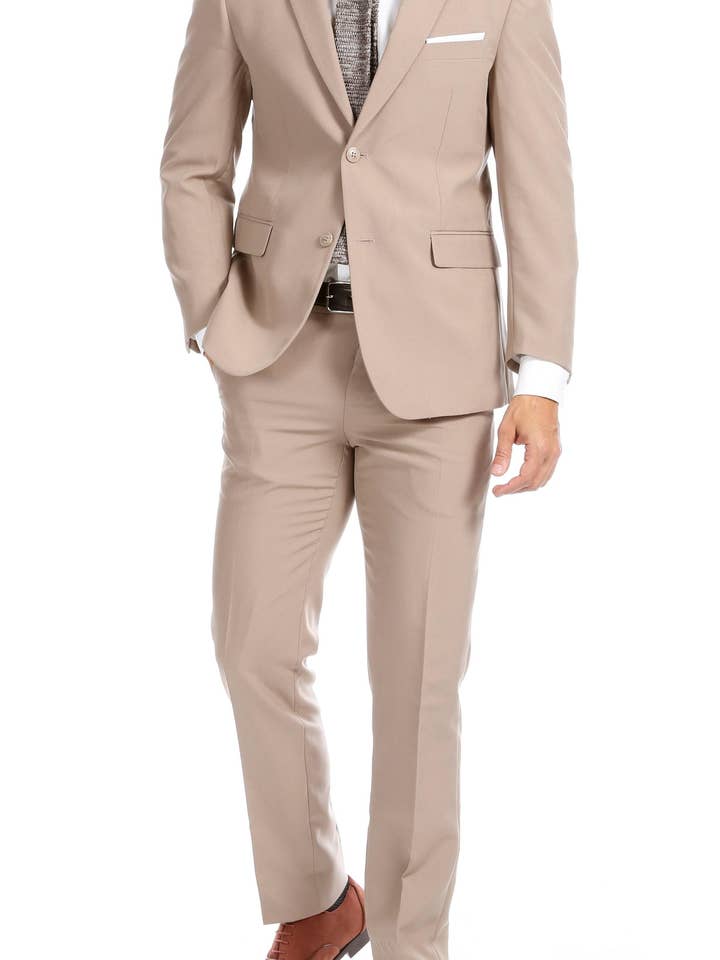 Costume 2 pièces Paul Lorenzo Tan Slim Fit pour homme pour la vente par Ferrecci