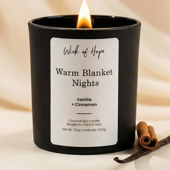 Non-Toxic - Warm Blanket Night - Coconut Soy Wax Candle for wholesale by Wick of Hope