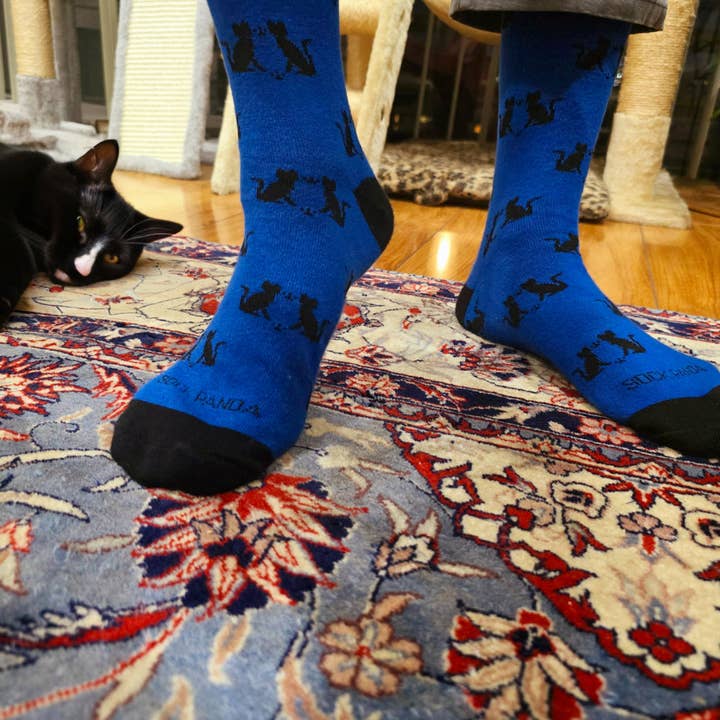 Sock Panda - Wholesale Socks - Unisex - Cat Silhouette Pattern Socks from the Sock Panda (Adult Large)