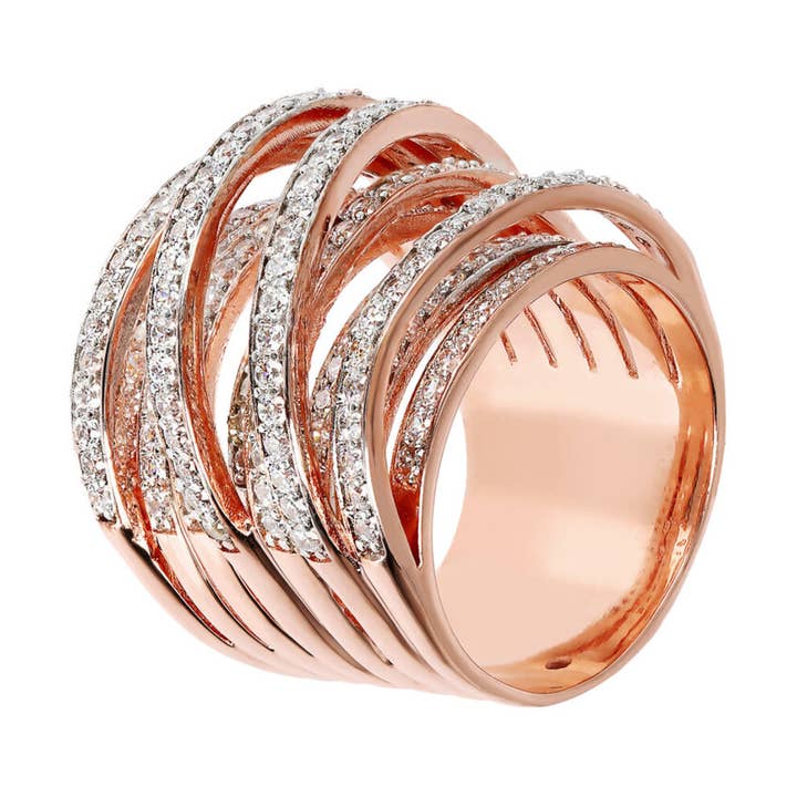 Multiwire Band Ring with Cubic Zirconia for wholesale by Bronzallure