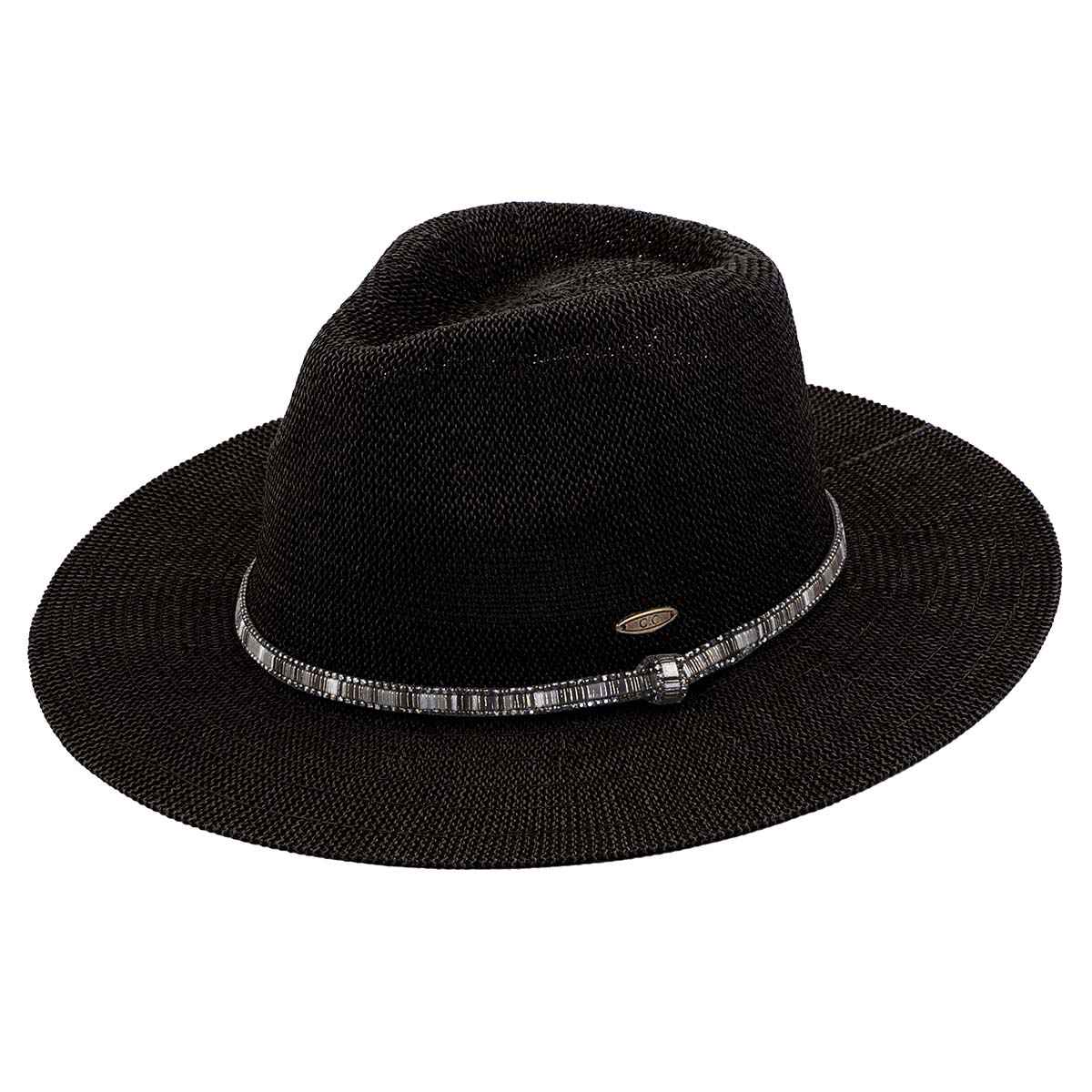 MiMi Wholesale - Wholesale Straw Hat - Women's - KP014 C.C Brand Lilian Multi Thread Rhinestone Band Panama H6