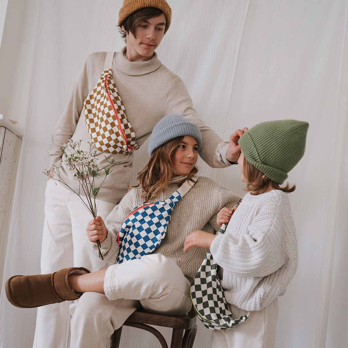 Rose in April - Wholesale Messenger Bag - Women's - WOMEN BUM BAG CHECKERBOARD CARAMEL12