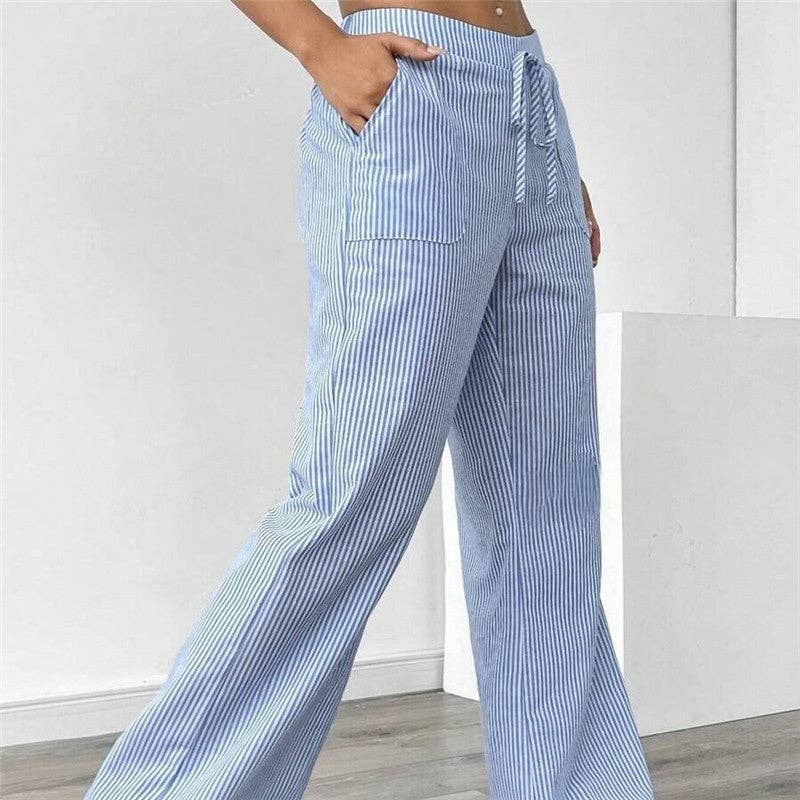 UZ Wholesale Store - Wholesale Pants - Women's - Casual Striped Trousers- Versatile And Stylish0