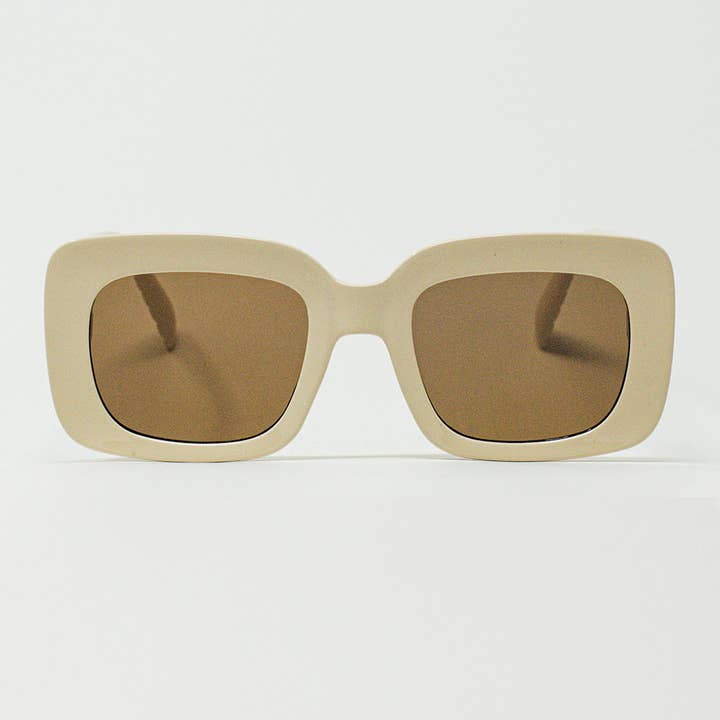 Wit Ovale zonnebril met rooklens in beige voor groothandel op Faire