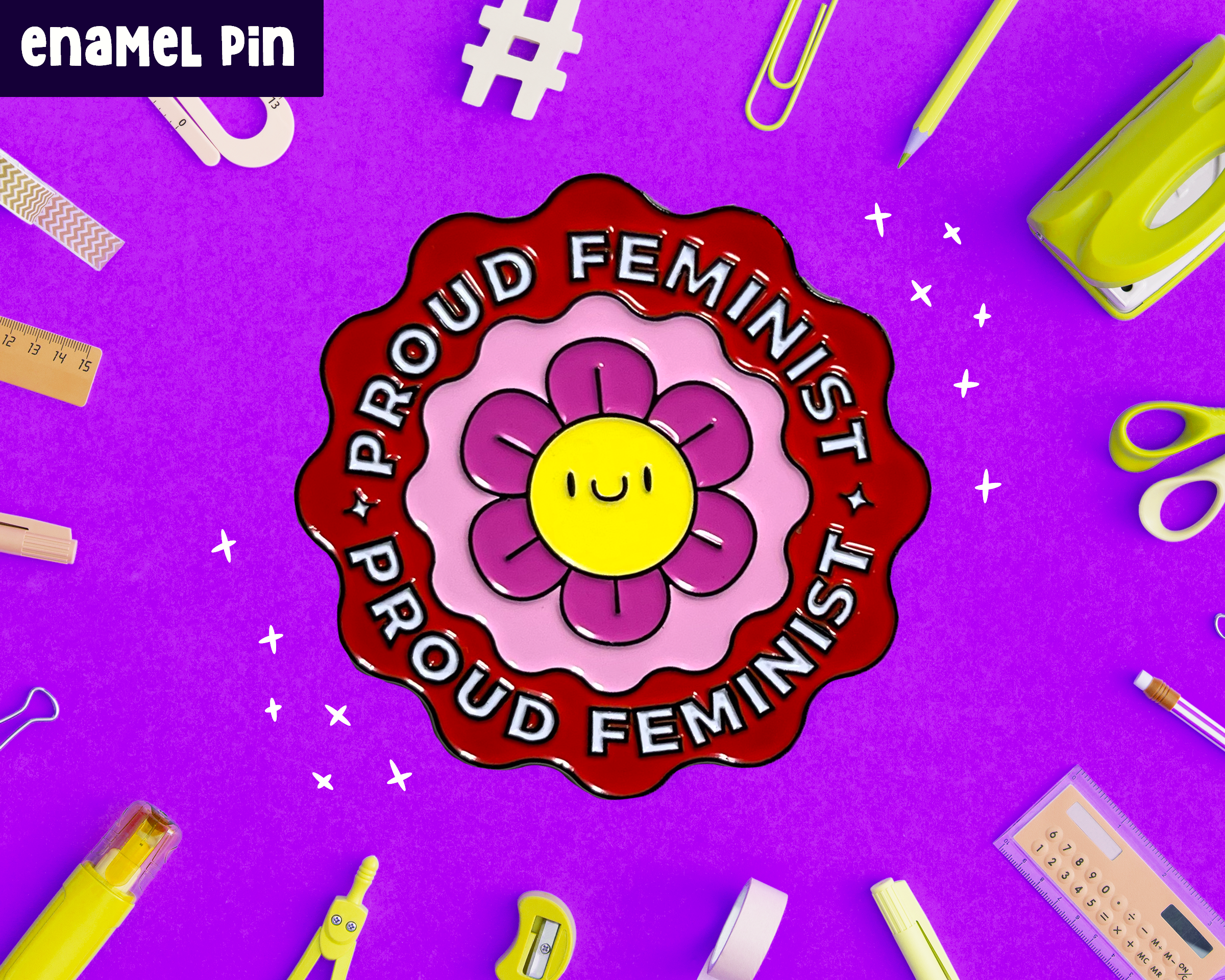 Neha Lee Designs - Wholesale Lapel Pin/Button - Kawaii proud feminist enamel pin4