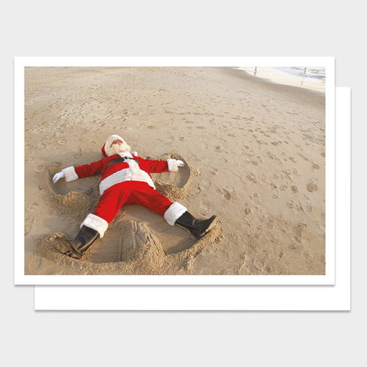 Santa's Sand Angel Happy Holidays Card for wholesale by Palm Press