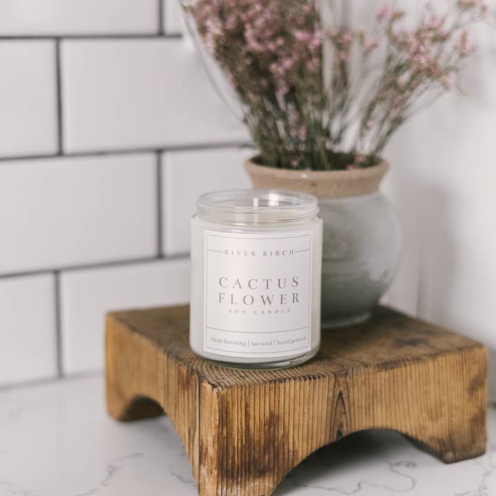 River Birch Candles - Wholesale Jar/filled candle - 8.5oz Cactus Flower Soy Candle - Clear Jar1