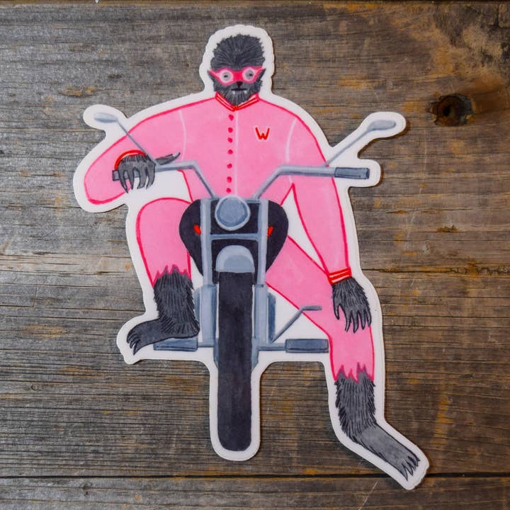 Werewolf Biker Vinyl Sticker for wholesale by Quiet Tide Goods