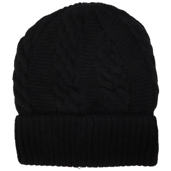 ASSORTED Dark Neutrals Cable Knitted Fleece Lined Beanie for wholesale on Faire2