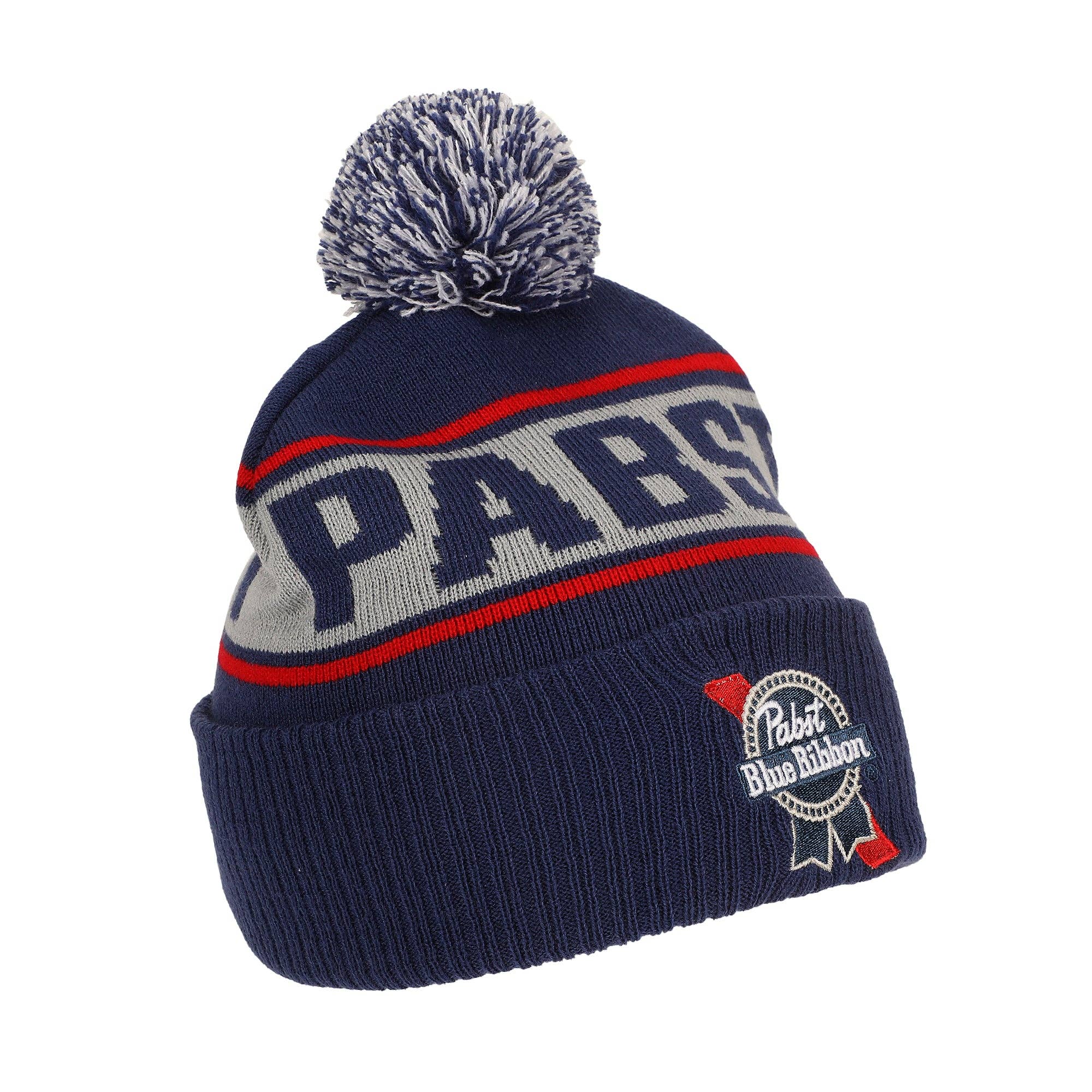 Bioworld Merchandising - Wholesale Beanie - Unisex - Pabst Logo & Stripe Blue Cuff Beanie0