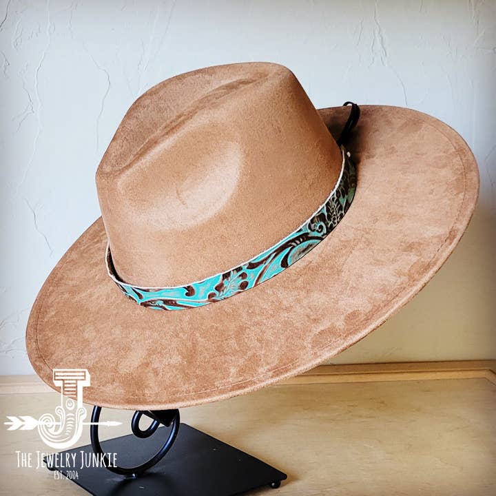 Cowboy Turquoise Embossed Leather Hat Band Only 950L for wholesale by The Jewelry Junkie