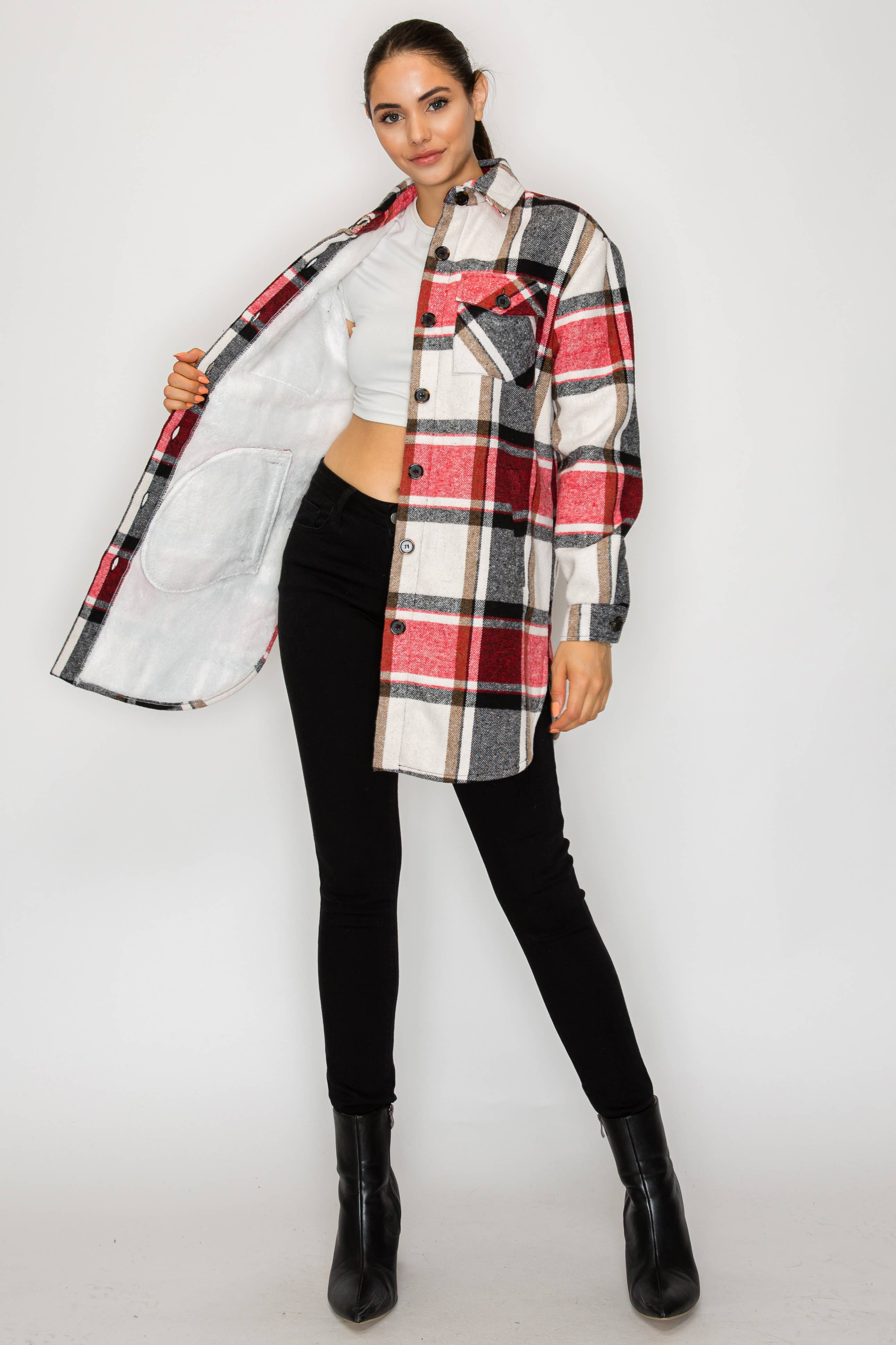 PATRONCITO USA INTERNATIONAL, INC - Wholesale Shirt Jacket/Shacket - Women's - Women Plaid Long Button Shirts Jackets (Shakets) LJ450-202545