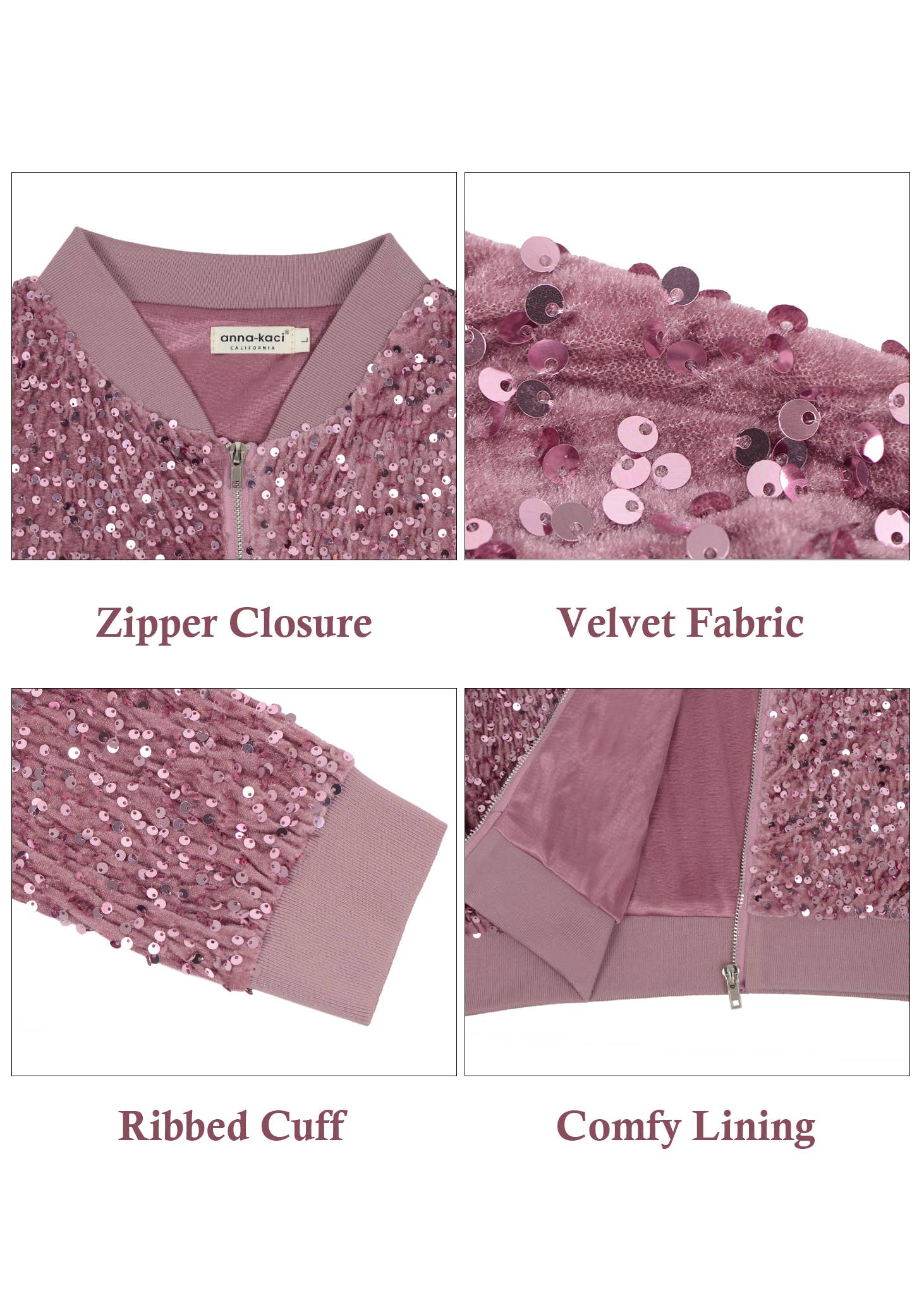 Anna Kaci Wholesale - Wholesale Jacket - Women's - Women's Sparkly Sequin Jacket Glitter Long Sleeves Front Zip37