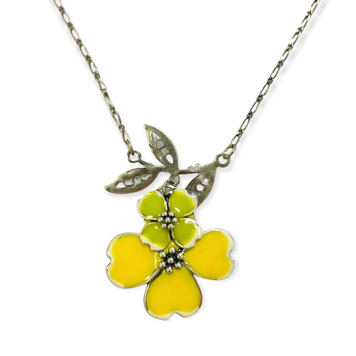 Anne Koplik Designs, Inc. - Wholesale Pendant/Charm Necklace - Yellow Flower Bud on Branch Necklace