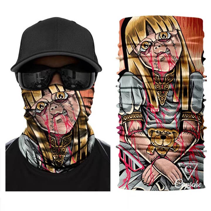 Capiche - Wholesale Protective Face Mask/Shield - Cursed Dolls Biker Mask - Red