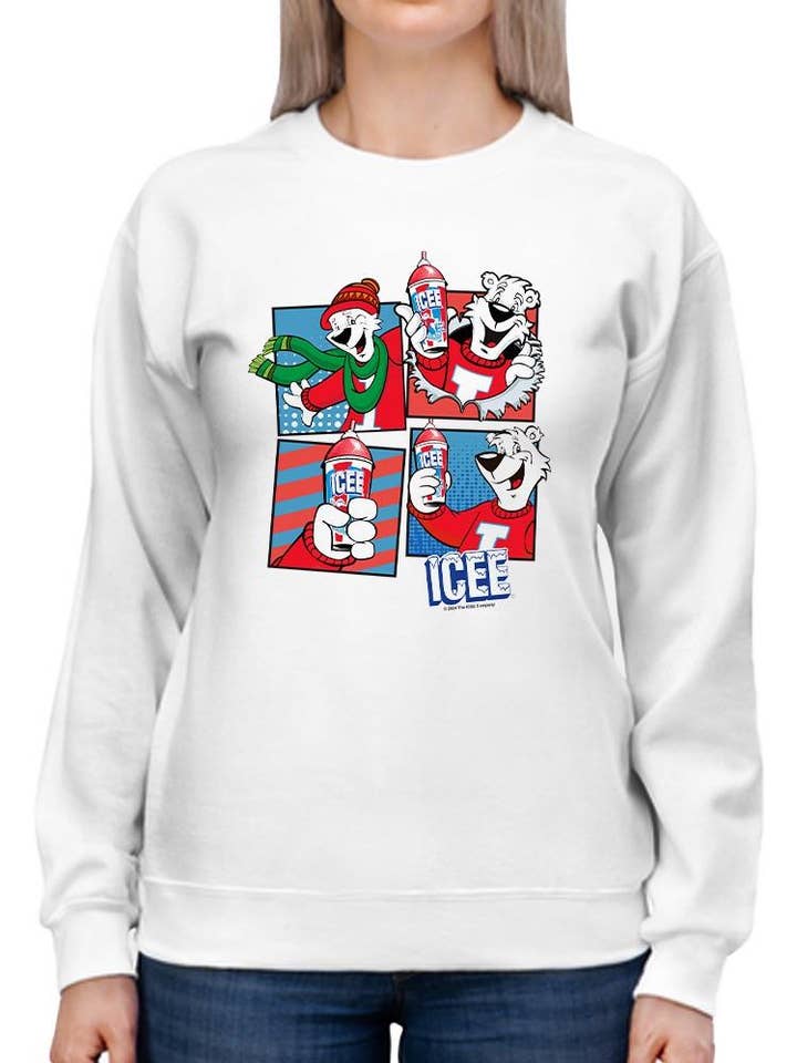 Officially Licensed ICEE Winter Chill Fun - Bear Seasonal Collage Women's Sweatshirt for wholesale by Snack Tees