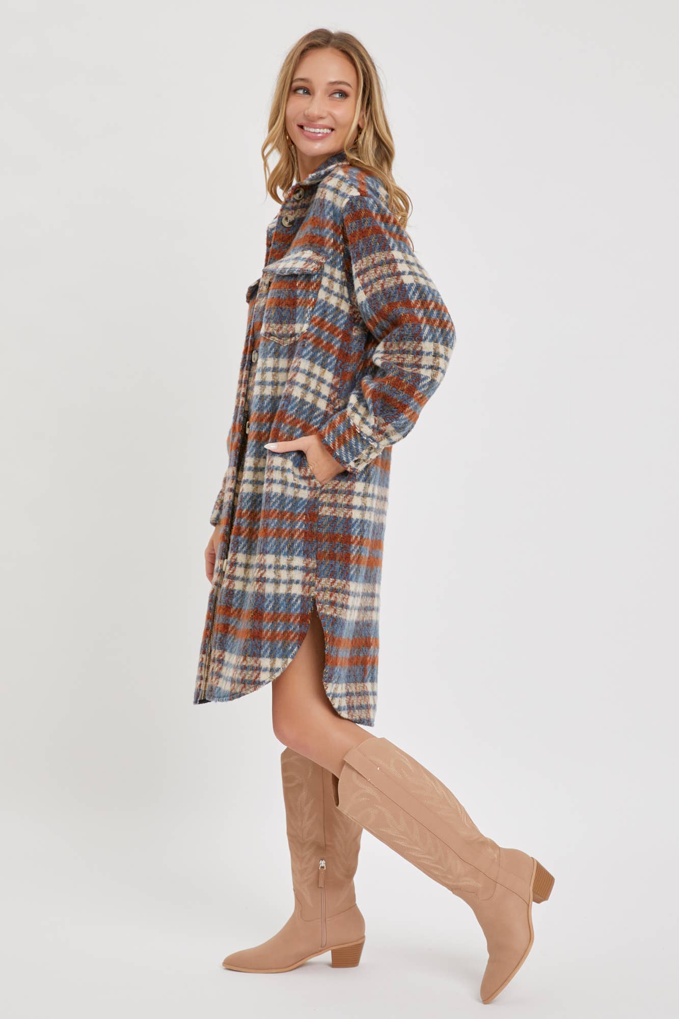 Sweet Lovely by Jen – Engroshandel Skjortejakke/shacket – til kvinder – SW1571 PLAID COAT/SHACKET21