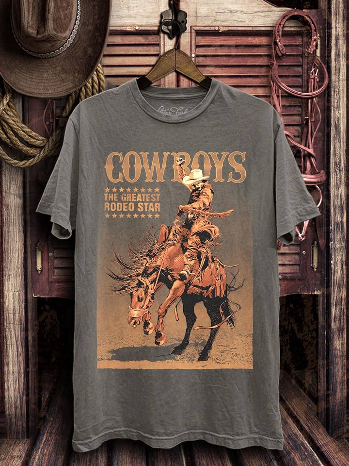 Top mit Cowboys-Motiv „The Greatest Rodeo Star“ für den Großhandel von Lotus Fashion Collection