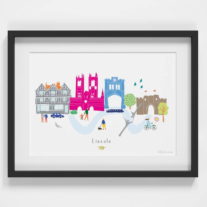 Lincoln Skyline Cityscape - Stampa A4 per la vendita all'ingrosso da parte di Holly Francesca
