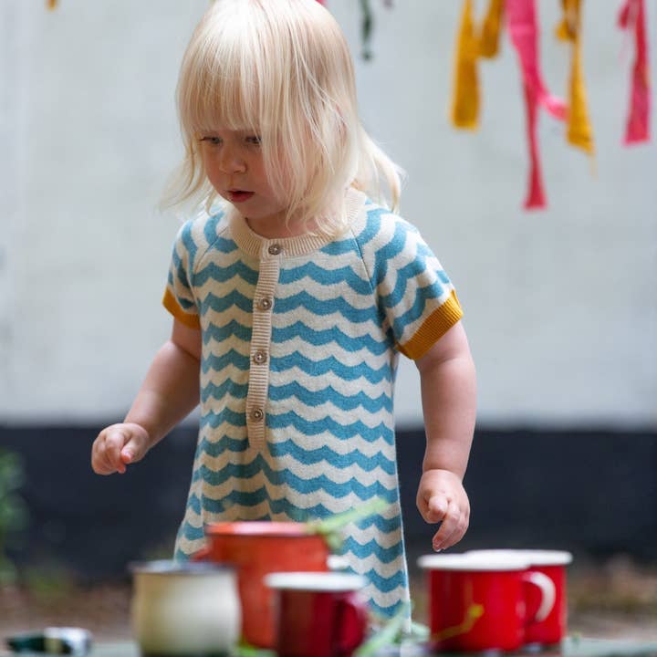 Pale Blue Honeycomb Knitted Shortie for wholesale by Little Green Radicals