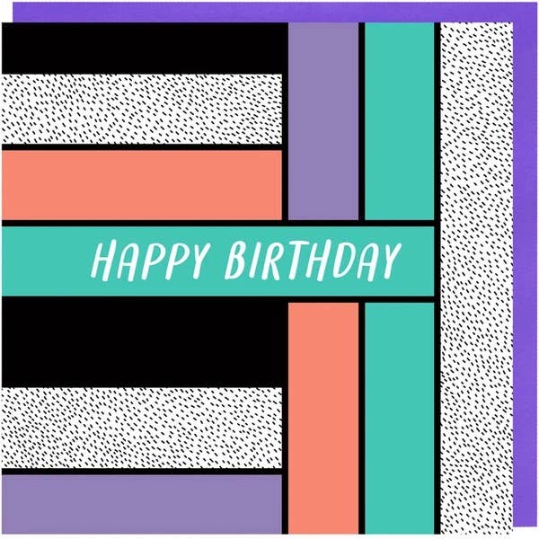 Paper Plane (US Duties Paid) – wholesale Birthday card – Pastel Mondrian Birthday Card0