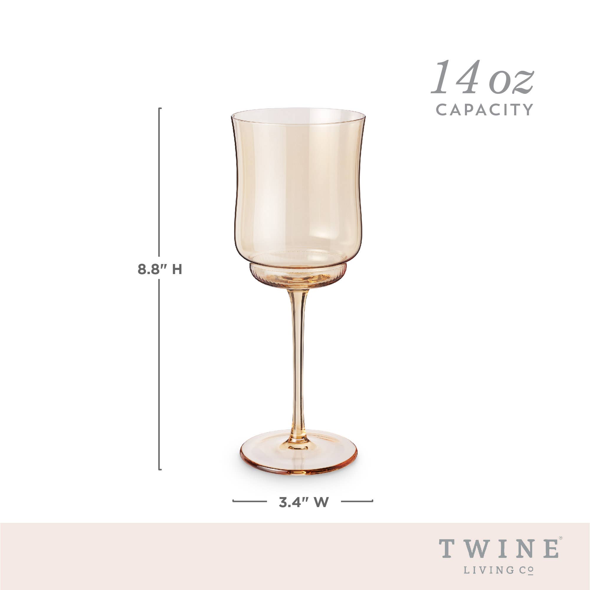 Twine - Wholesale Wine Glass - Tulip Amber Tinted Glass Stemmed Wine Glasses Set of 25