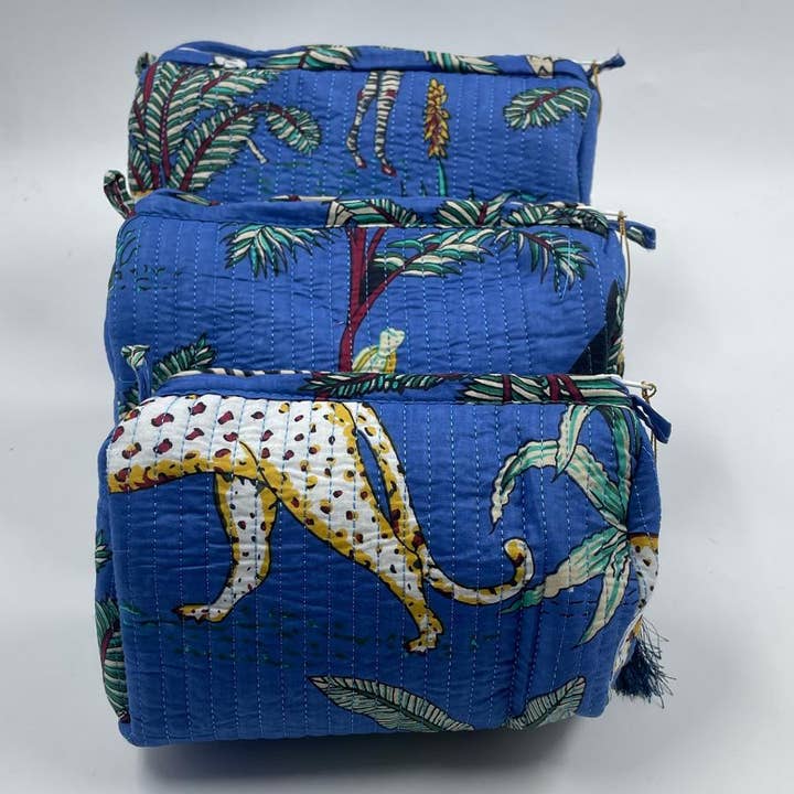 Funky Yak Ltd – wholesale Sminkväska – 100% bomull vadderad necessär set om 3 små, medelstora och stora3