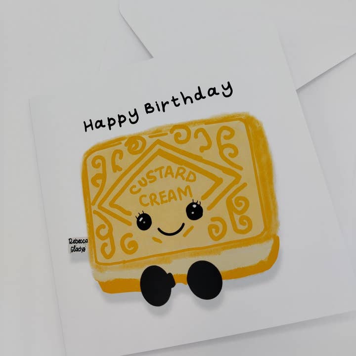 Rebecca Gladys – wholesale Birthday card – Custard Cream Biscuit Happy Birthday Card5