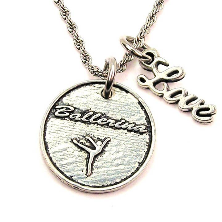 Ballerina 20" Rope Necklace With Love Accent Ballet Dancer for wholesale by Chubby Chico Charms