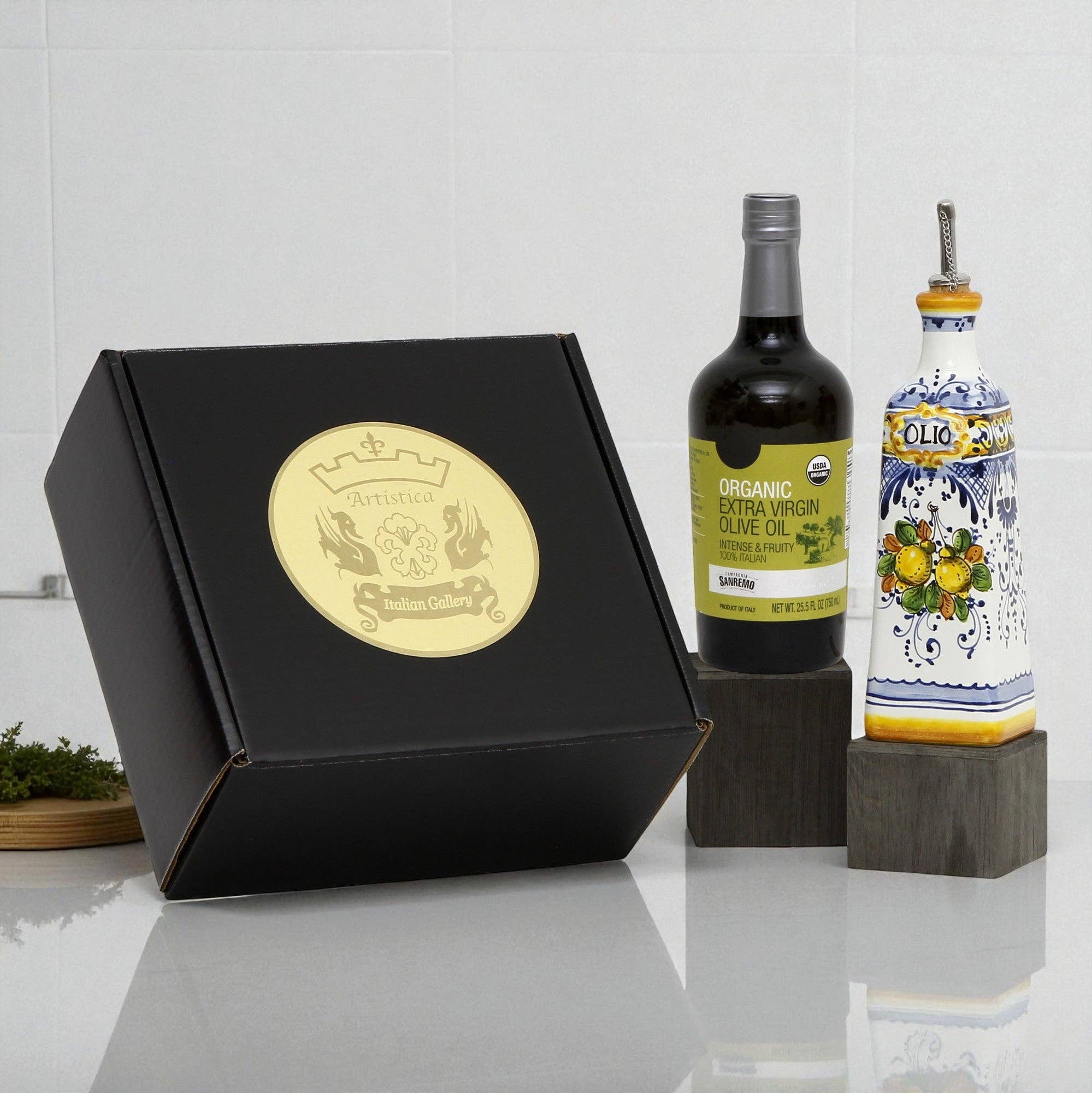 Artistica - Deruta of Italy - Wholesale Olive Oil - GIFT BOX: With Tuscan Olive Oil Dispenser + EVOO bottle - Limoncini design11