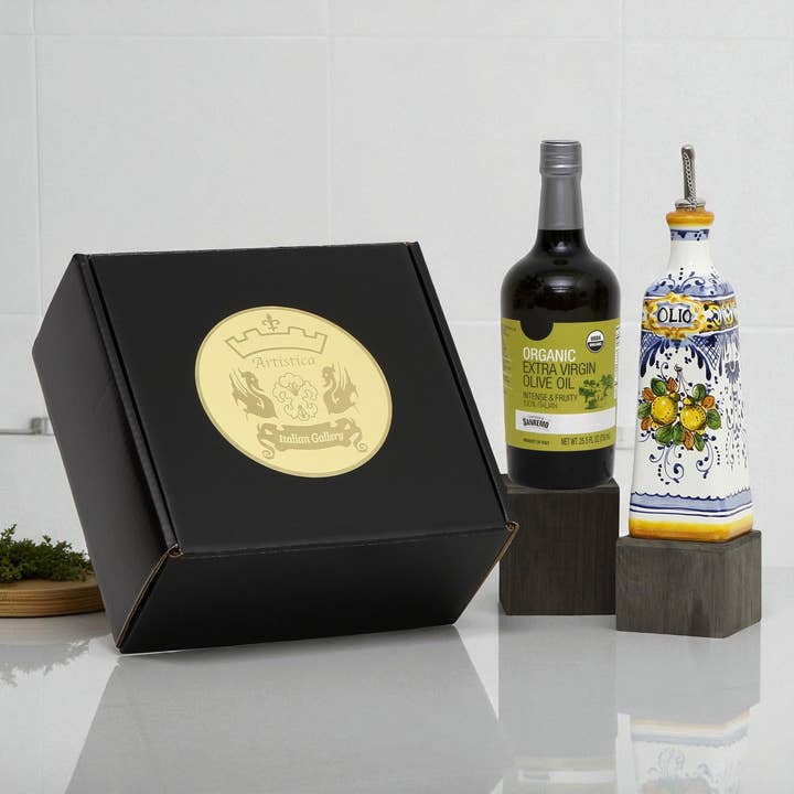 Artistica - Deruta of Italy - Wholesale Olive Oil - GIFT BOX: With Tuscan Olive Oil Dispenser + EVOO bottle - Limoncini design11