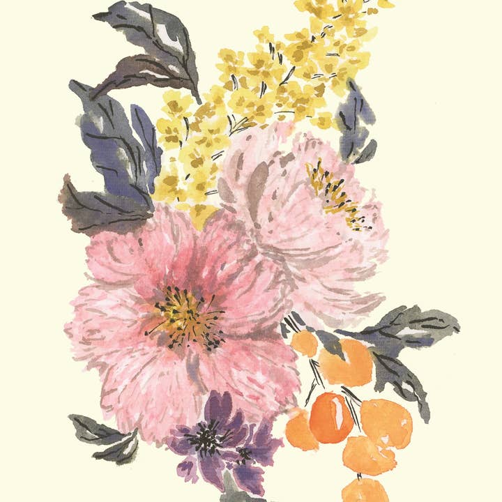 (1022) Pink Peony Floral Bouquet Greeting Cards/Flower Cards for wholesale by Catholic Handmade